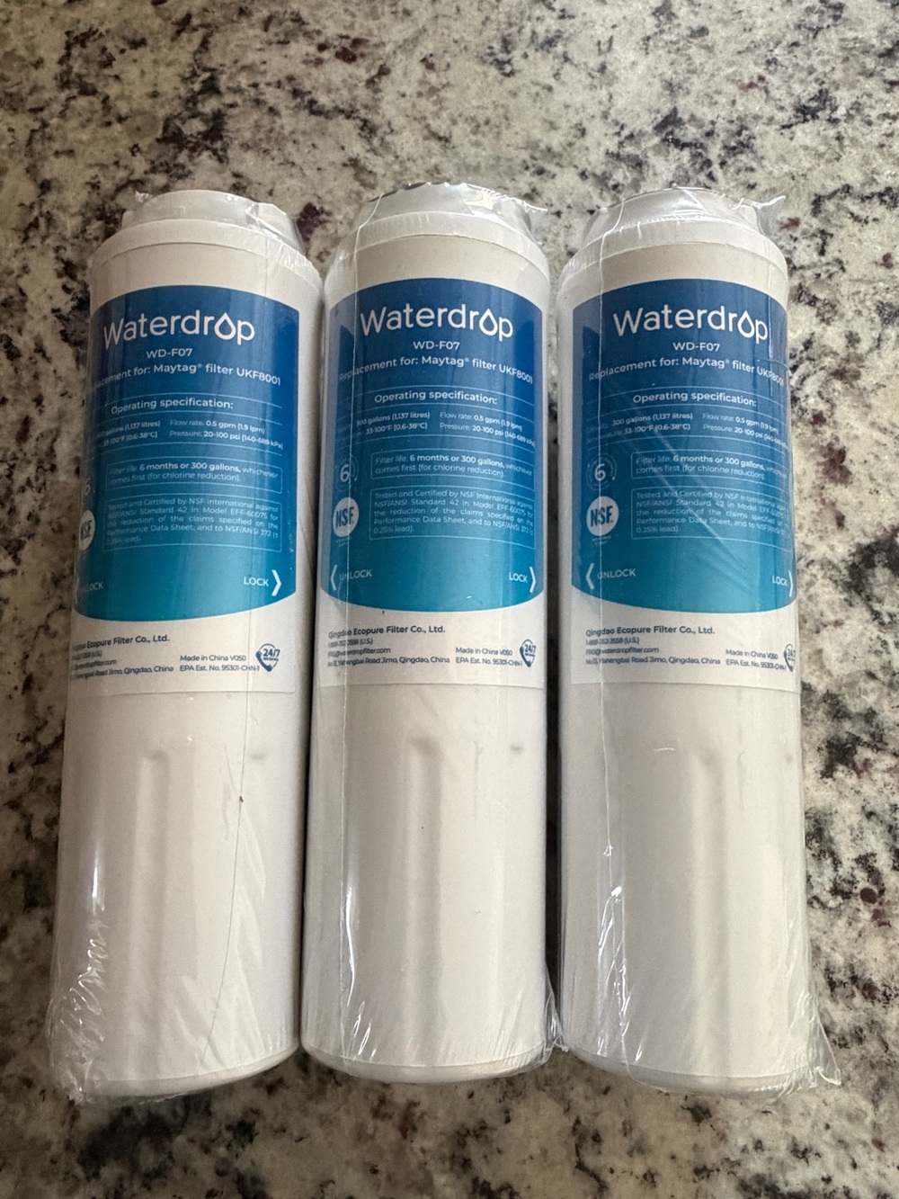 3 Brand New Sealed Maytag WD-F07 Replacement Filters (UKF8001)